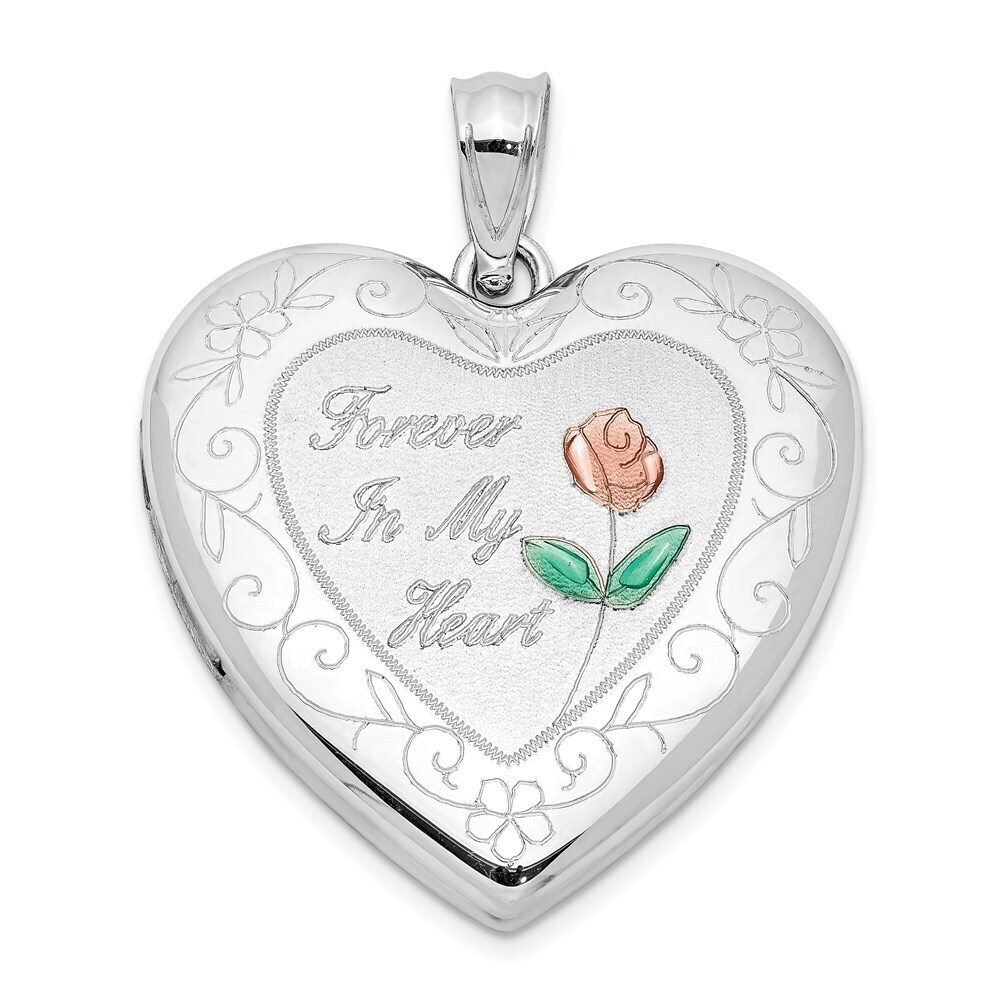 Kazi Luxury Sterling Silver Rhodium-plated Enameled Rose Ash Holder Heart Locket